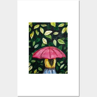 Girl with Umbrella Posters and Art